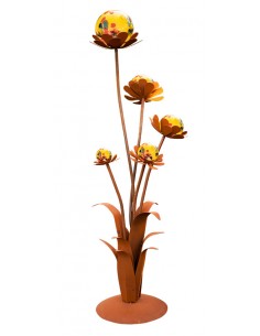 Glasblume Blumenzauber 1 - Höhe 165 cm - Gelbe Glaskugeln