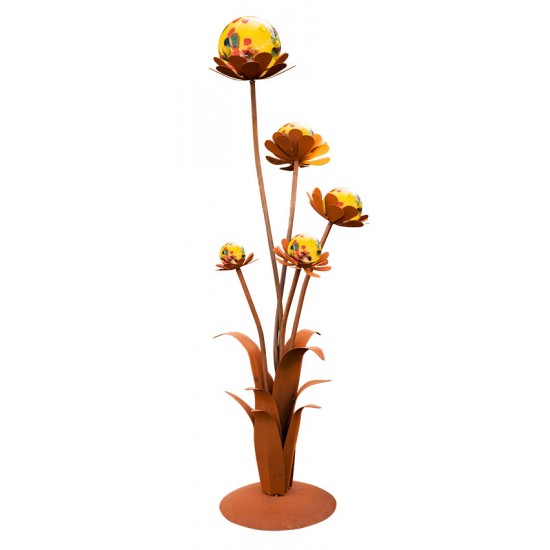 Glasblume Blumenzauber 1 - Höhe 165 cm - Gelbe Glaskugeln