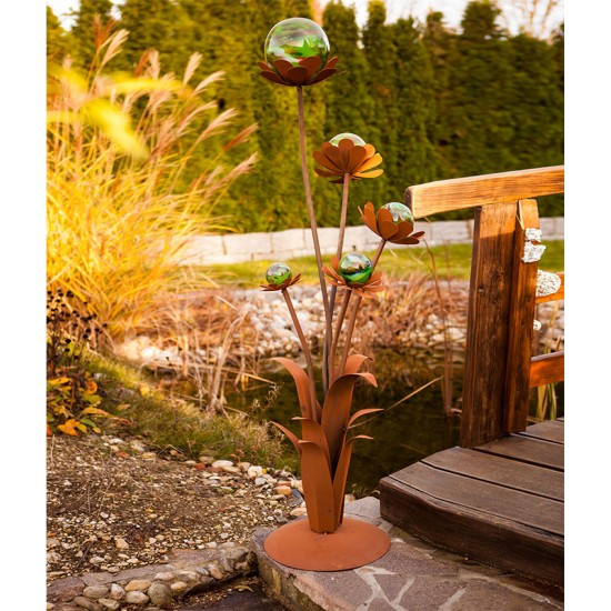 Glasblume Blumenzauber 1 - Höhe 165 cm - Hellgrüne Glaskugeln