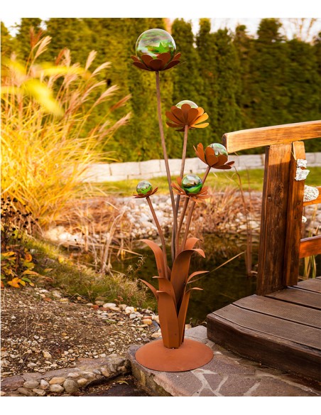 Glasblume Blumenzauber 1 - Höhe 165 cm - Hellgrüne Glaskugeln