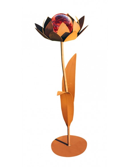 Glasblume Sybille - Höhe 104 cm - Rote Glaskugel