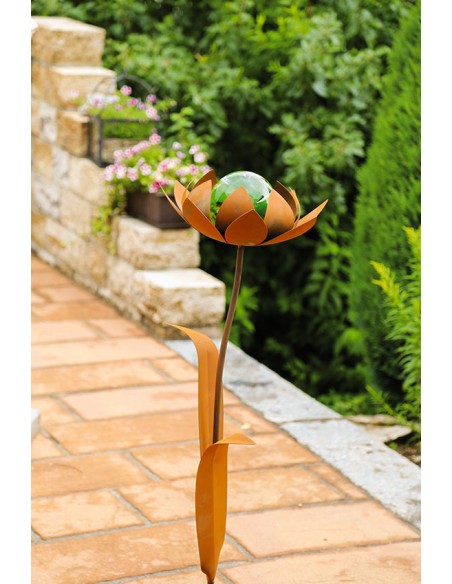 Glasblume Sybille - Höhe 104 cm - Hellgrüne Glaskugel Glasblume Sybille - Höhe 104 cm - Hellgrüne Glaskugel