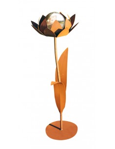 Glasblume Sybille - Höhe 104 cm - Edelstahlkugel