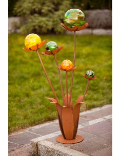 Glasblume Blumenzauber 2 - Höhe 120 cm - Rote Glaskugeln 2