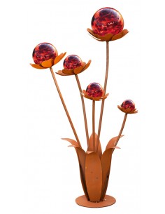 Glasblume Blumenzauber 2 - Höhe 120 cm - Rote Glaskugeln