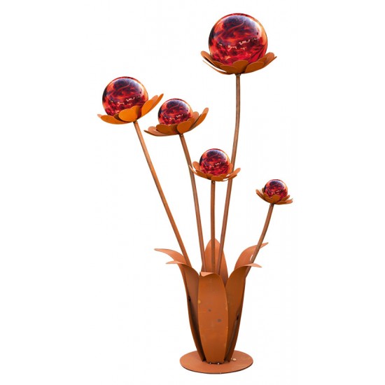 Glasblume Blumenzauber 2 - Höhe 120 cm - Rote Glaskugeln