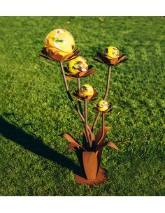 Glasblume Blumenzauber 2 - Höhe 120 cm - Gelbe Glaskugeln 2