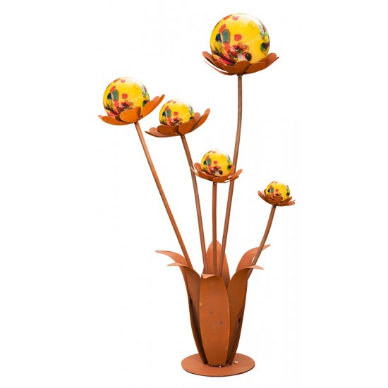 Glasblume Blumenzauber 2 - Höhe 120 cm - Gelbe Glaskugeln