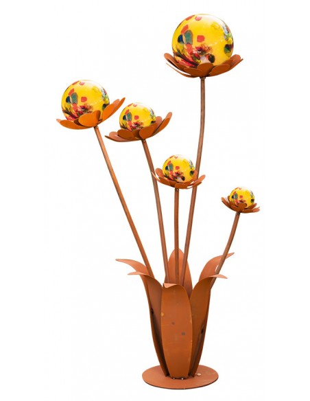 Glasblume Blumenzauber 2 - Höhe 120 cm - Gelbe Glaskugeln