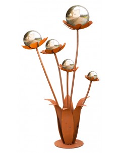 Glasblume Blumenzauber 2 - Höhe 120 cm - Edelstahlkugeln