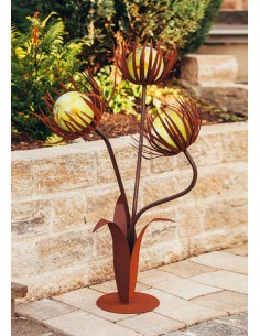 Glasblume - Löwenzahn - Höhe 110 cm - Edelstahlkugeln 2
