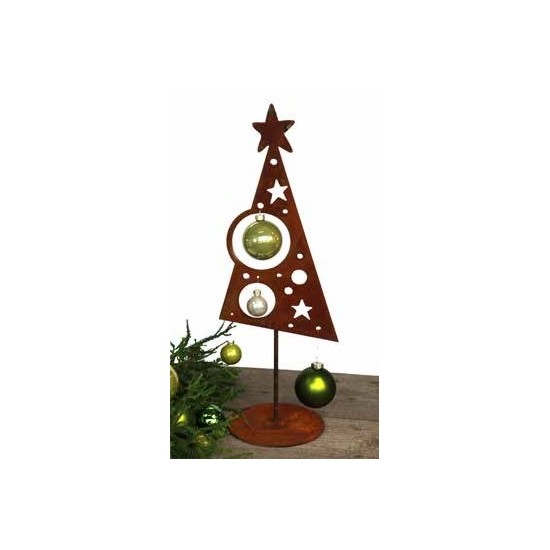 Weihnachtsbaum Metall und Edelrost Christbaum Ständer auf Platte - Weihnachtsdeko für den Innenbereich