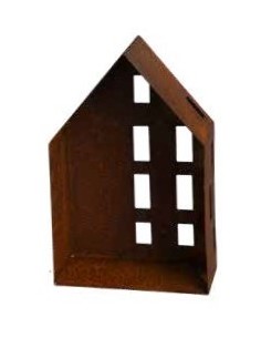 Neuheiten Saremo Haus mit offener Seite und asymmetrischen Fenstern - Höhe 41 cm Schönes Rosthaus mit asymmetrischen Fenstern zu
