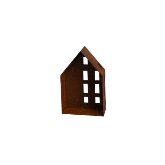 Neuheiten Saremo Haus mit offener Seite und asymmetrischen Fenstern - Höhe 41 cm Schönes Rosthaus mit asymmetrischen Fenstern zu