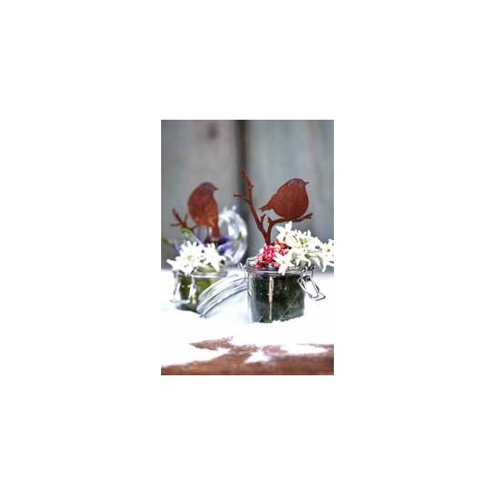 Start Deko Vögelchen auf Ast - nach hinten schauend- Höhe 24 cm zum Stecken 
Süßes deko Vögelchen mit kurzem Stecker ist ideal 