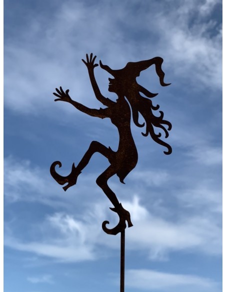 Hexen, Elfen, Drachen und Mystisches Tanzende junge Hexe als Gartenstecker - mini - Höhe 18 cm Eine junge tanzende Hexe als Beet