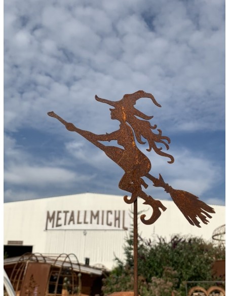 Hexen, Elfen, Drachen und Mystisches Fliegende Hexe als Gartenstecker - mini - Höhe 18 cm Die fliegende Hexe ohne Kessel fliegt 