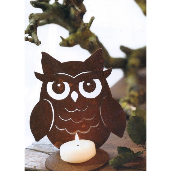 Kerzenhalter Edelrost Kauz zum Stellen mit Teelichthalter klein, Höhe 10 cm Edelrost-Kauz klein zum Stellen mit Teelichthalter
