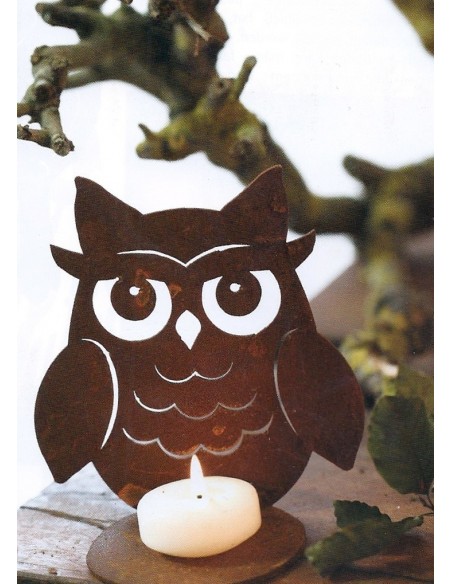 Kerzenhalter Edelrost Kauz zum Stellen mit Teelichthalter klein, Höhe 10 cm Edelrost-Kauz klein zum Stellen mit Teelichthalter
