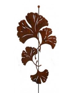 Gartenstecker Gingko Blätter Bäume als Dekoration im Garten aus Edelrost
