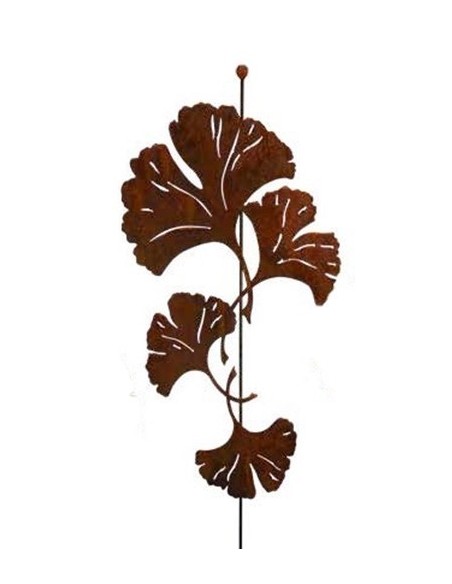 Gartenstecker Gingko Blätter Bäume als Dekoration im Garten aus Edelrost
