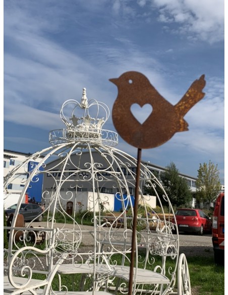 Vogel Deko Vögelchen mit Herzausschnitt als Gartenstecker