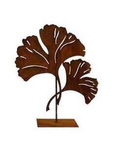 Ginkgo Lebensbaum Ginkgo 2 Blätter auf eckiger Platte Dekorationen für den Garten