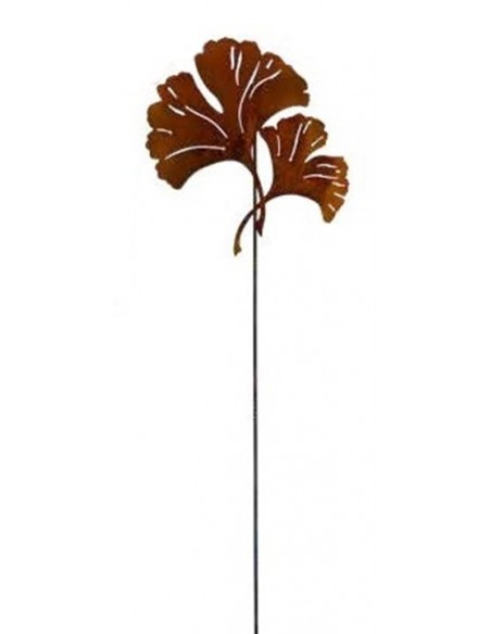 Gartenstecker Ginkgo Gartenstecker 2 Blätter Einzelnes Gingkoblatt als Gartenstecker an einen Stab angeschweißt.

Höhe 44 cm
