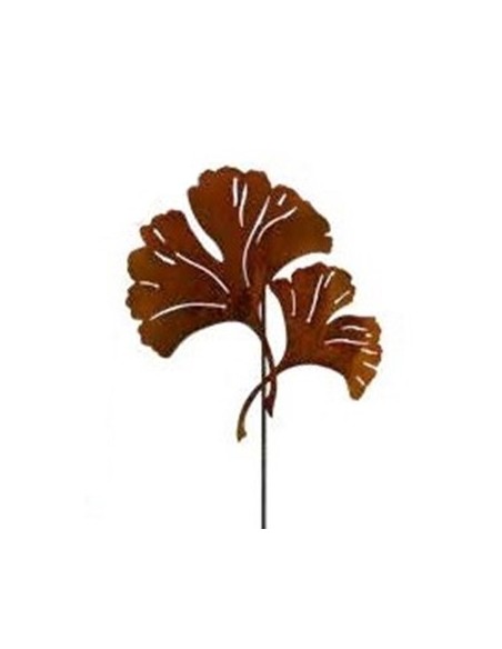Gartenstecker Ginkgo Gartenstecker 2 Blätter - Höhe 44 cm 2 Gingkoblätter an Stab zum Stecken für Deine Gartendeko aus Edelrost.
