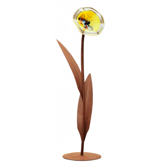 Glasblume - Katrin - Höhe 100 cm - Blütentellerfarbe Gelb