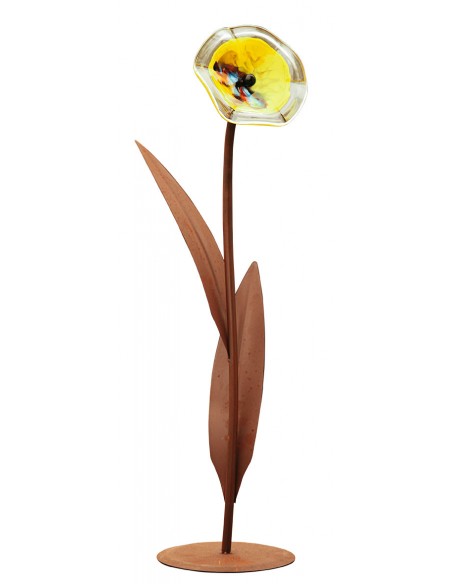 Glasblume - Katrin - Höhe 100 cm - Blütentellerfarbe Gelb