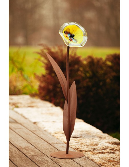 Glasblume - Katrin - Höhe 100 cm - Blütentellerfarbe Gelb