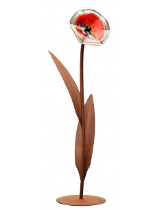 Glasblume - Katrin - Höhe 100 cm - Blütentellerfarbe Rot