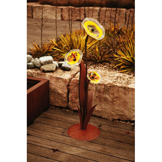 Glasblume - Alexandra - inkl. 3  gelben Blütentellern - Höhe 125 cm