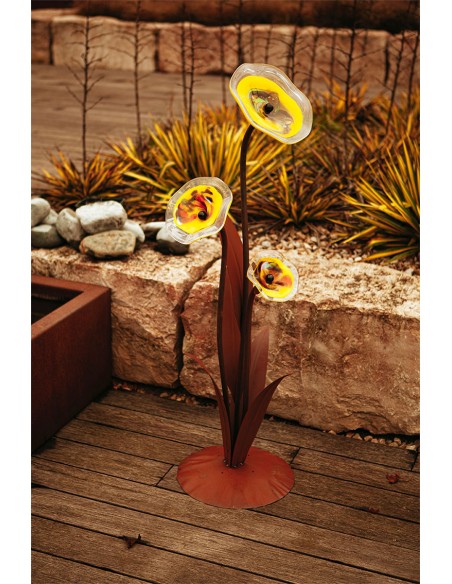 Glasblume - Alexandra - inkl. 3  gelben Blütentellern - Höhe 125 cm