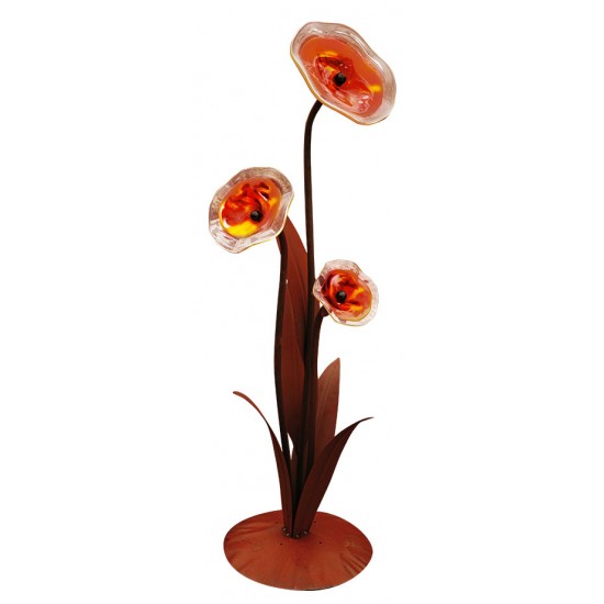 Glasblume - Alexandra - inkl. 3  roten Blütentellern - Höhe 125 cm