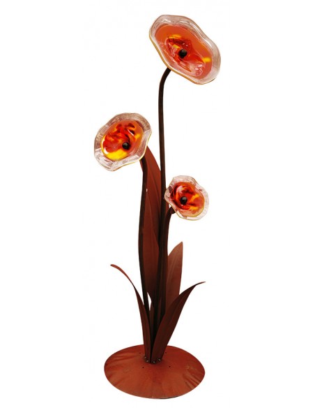 Glasblume - Alexandra - inkl. 3  roten Blütentellern - Höhe 125 cm