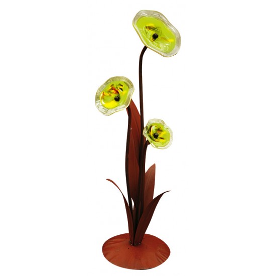 Glasblume - Alexandra - inkl. 3 grünen Blütentellern - Höhe 125 cm