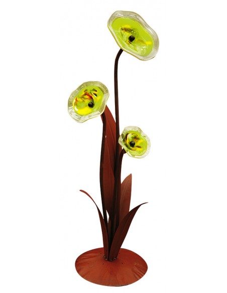Glasblume - Alexandra - inkl. 3 grünen Blütentellern - Höhe 125 cm
