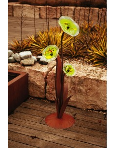 Glasblume - Alexandra - inkl. 3 grünen Blütentellern - Höhe 125 cm 2