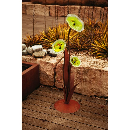 Glasblume - Alexandra - inkl. 3 grünen Blütentellern - Höhe 125 cm