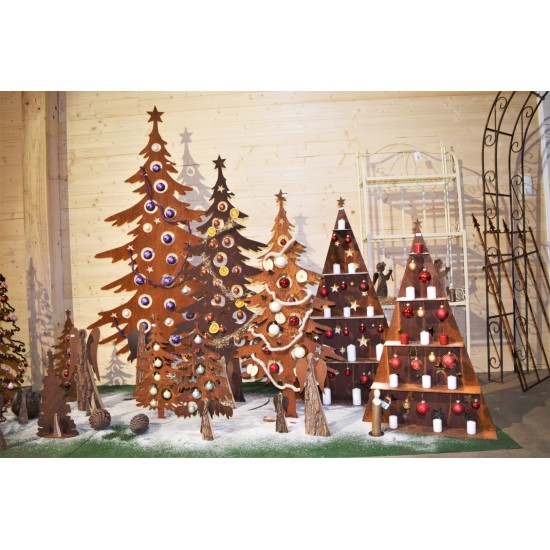 Weihnachtsbaum Metall und Edelrost Dekotanne 125 cm hoch für Christbaumkugeln - Weihnachtsbaum Metall Nachhaltig und modern: der