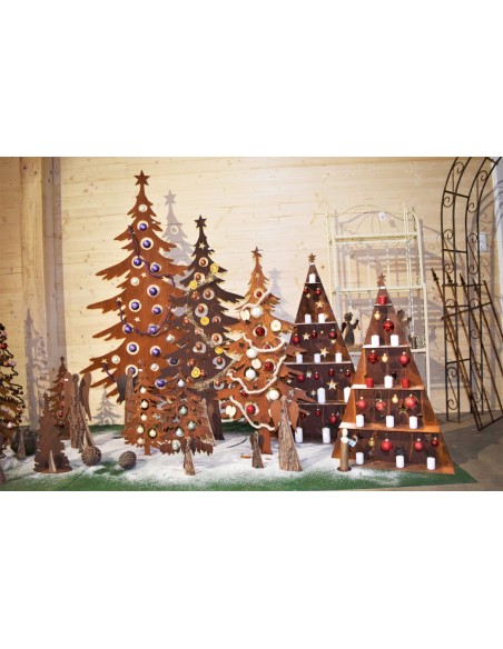 Weihnachtsbaum Metall und Edelrost Dekotanne 125 cm hoch für Christbaumkugeln - Weihnachtsbaum Metall Nachhaltig und modern: der