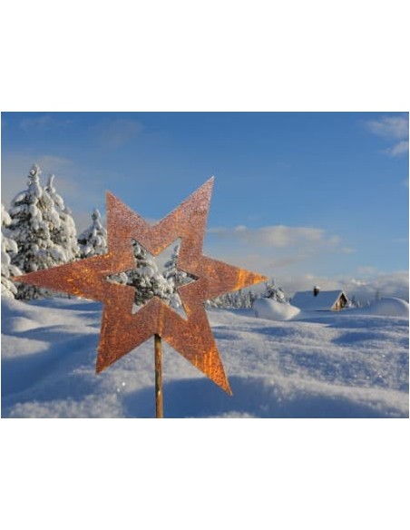 Sternstecker Gartenstecker Stern asymetrisch - 20 x 24 cm mit langem Stecker 80 cm 
Dieser Gartenstecker Stern ist eine wunderb