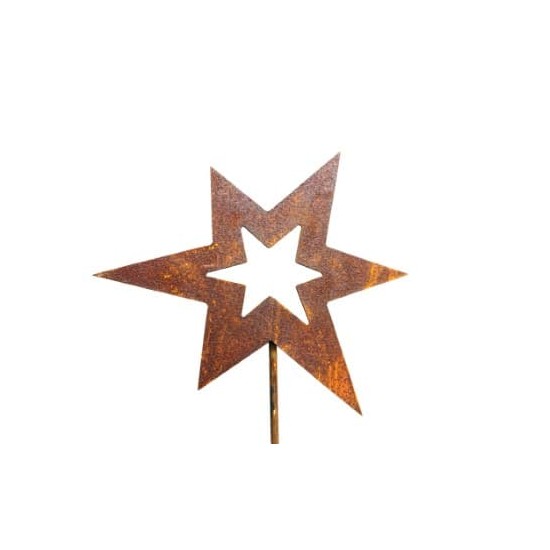 Sternstecker Gartenstecker Stern asymetrisch - 20 x 24 cm mit langem Stecker 80 cm 
Dieser Gartenstecker Stern ist eine wunderb