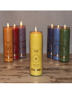 Glück CHAKRA Kerze im Glas gelb - Schutz - ca. 20 cm Diese gelbe Charkra Kerze, auch Nabelchakra genannt hat unter anderem die B 2