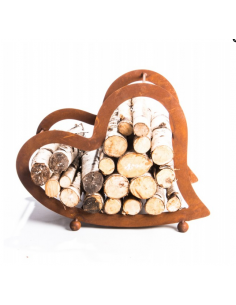 Kaminholzregale und Herzen Metall Kaminholzregal Herz liegend - groß - 76 cm Breit Liegendes Herz aus Metall für Holz z.B. Birke