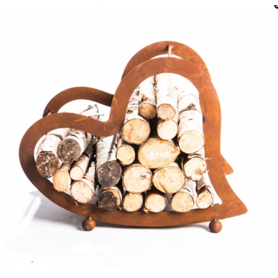Kaminholzregale und Herzen Metall Kaminholzregal Herz liegend - groß - 76 cm Breit Liegendes Herz aus Metall für Holz z.B. Birke
