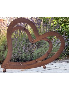 Kaminholzregale und Herzen Metall Kaminholzregal Herz liegend - groß - 76 cm Breit Liegendes Herz aus Metall für Holz z.B. Birke 2