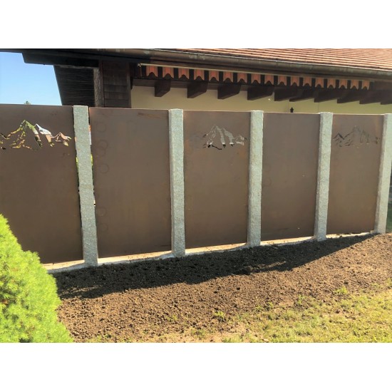 Gartendeko Rost Metall Trennwand - Sichtschutzwand Rost - geschlossen Höhe 180 cm Metall Sichtschutzwand geschlossen ohne Muster